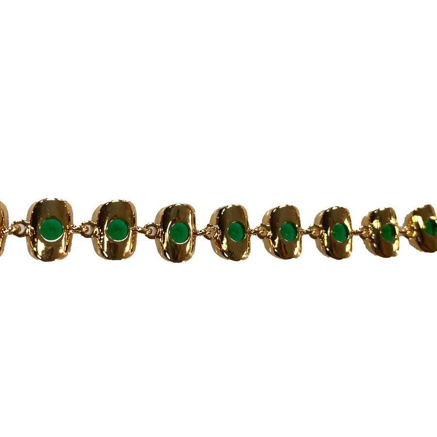 GOLD PLATED EMERALD JEWEL ANKLET